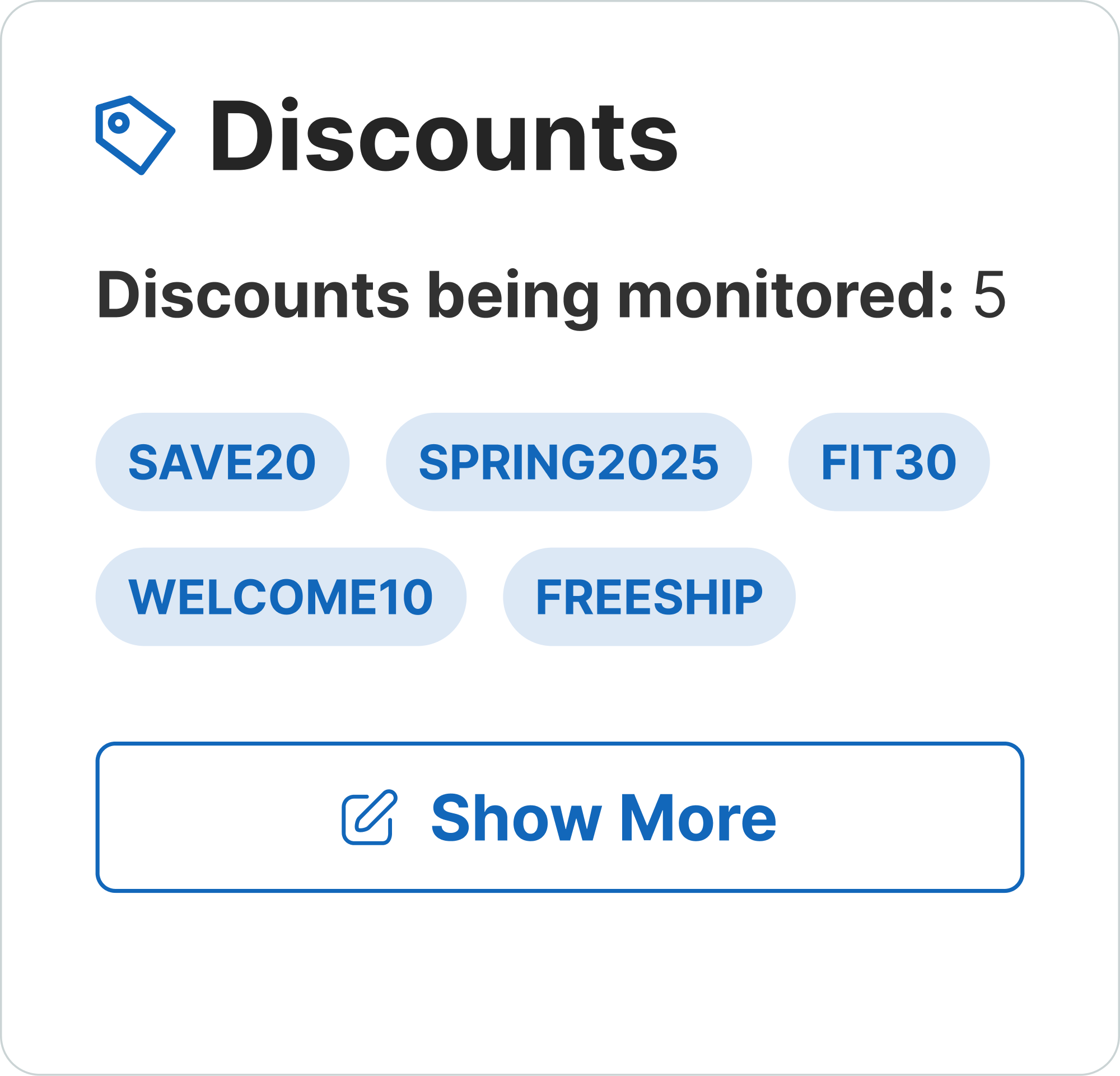 Discounts Management Dashboard Screenshot